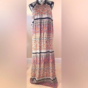 Lulu’s Boho Paisley Floor Length Maxi Dress with Rear Tie Size XS